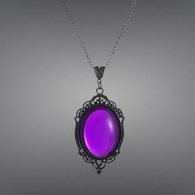 Vintage Gothic Purple Pendant & Necklace Halloween Witch Costume Accessory