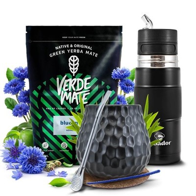 Mate Tee Set Verde Mate Blue Moon Yerba Mate 500g Yerbomos Becher Keramik 400ml