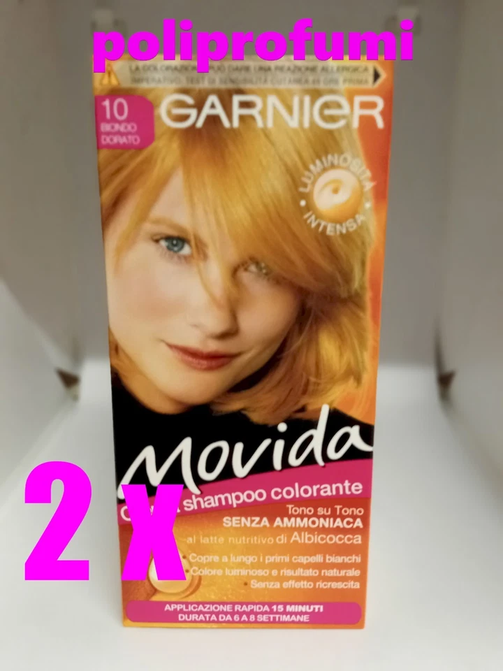 2 x GARNIER MOVIDA Crema shampoo colorante 10 Biondo dorato