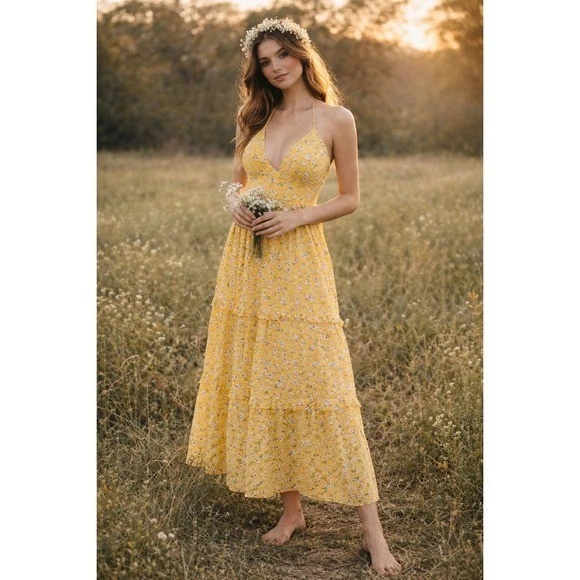 blue dress for baby girl Women's Boho White Maxi Dress