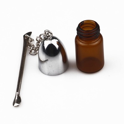 37 mm Pill Box Flaschenhalter mit Metalllöffel Aufbewahrungsspender Pille Hül^^i