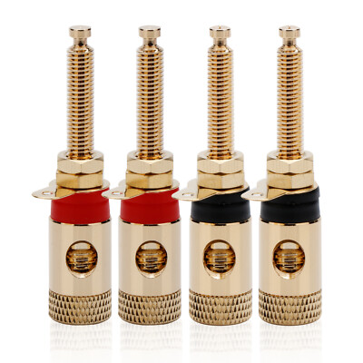 4x Gold Plated Binding Post Copper Core Non-Magnetic Alloy Nut Secure Connection
