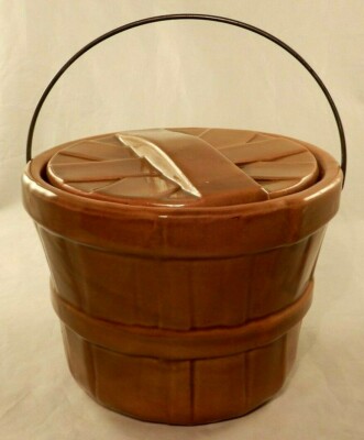 The House of Webster Ceramic Cookie Biscuit Jar Wooden Bucket Design Eastland Tx