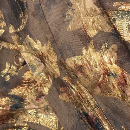 Chico's Foil Embroidered Cropped Jacket Blue Gray Gold Size 0 (Small) EUC - Picture 7 of 11