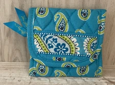 Vera Bradley Bermuda Blue Mini Wallet Coin Purse EUC RETIRED 2005 Green Paisley