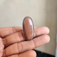 Beautiful Sunstone Gemstone Ring 925 Sterling Silver Statement Handmade Ring