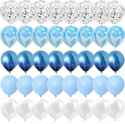 40 teiliges Balloon Set in Blau und Silber - Perfekt für Geburtstag, Hochzeit