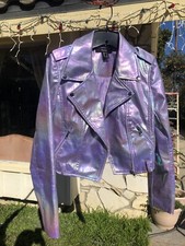 Iridescent Holographic   Forever 21 Party Moto Jacket Medium