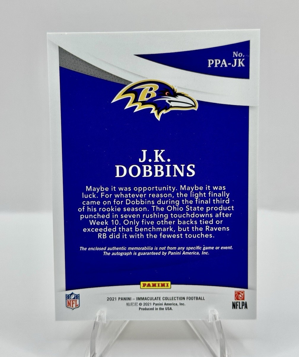 2021 Immaculate Collection JK DOBBINS Gold Foil Patch ON CARD AUTO