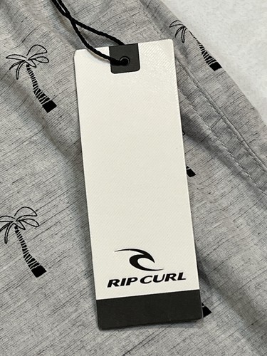 Rip Curl Gray Men's Short Sleeve Palm Tree Button Up Shirt Short Sleeve Size M - Picture 4 of 11