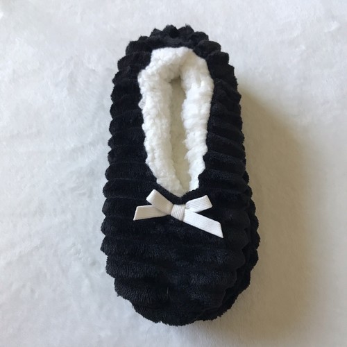 Fuzzy Babba Womens Black Plush Ribbed Slipper Socks One Size Shoe Size 7-9 1/2 - Picture 6 of 15