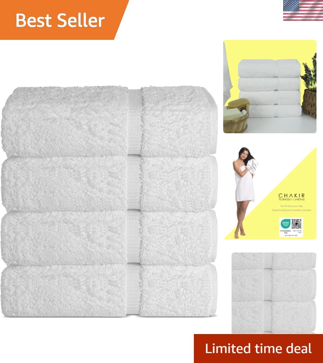 Luxury 100% Cotton Premium Turkish Hotel & Spa Towels - Super Soft Absorbent 4-Piece Set