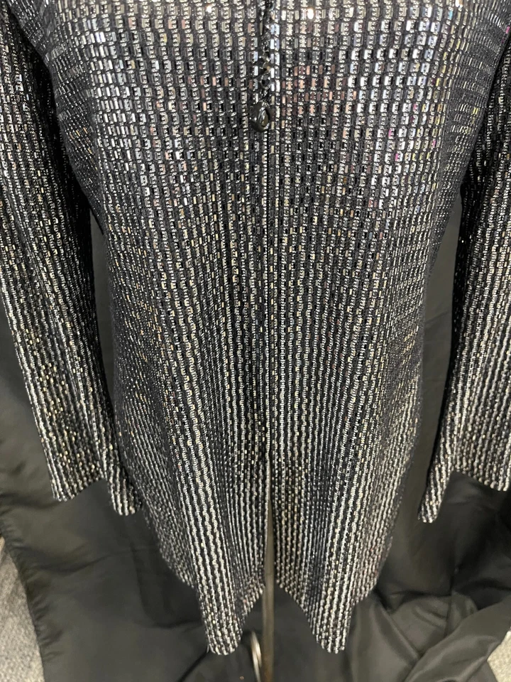 Chaqueta tejida ST.JOHN NIGHT Paillette negra plateada talla 10 Foto 4 de 4