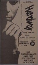 Vintage UK Soul Funk Jazz Flyer - Headway @Dingwalls-1990-Size 15x9cm-GC