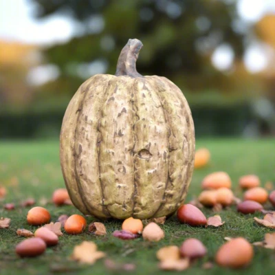 Primitive Country Ragon House 3.75" White Tall Pumpkin Halloween