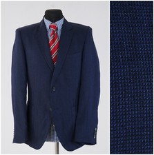 Mens Pin Plaid Sport Coat 38R US Size STRELLSON Blue Wool Blazer Jacket
