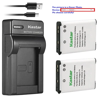 Kastar Battery Slim Charger for Nikon EN-EL19 & Nikon Coolpix S32 Coolpix S33