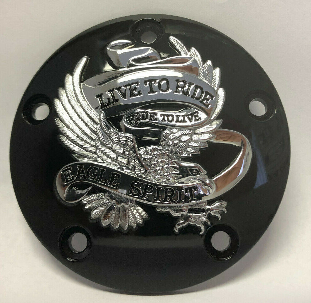 Black with Chrome Live To Ride Ignition Timing Timer Cover for Harley Twin Cam eBay