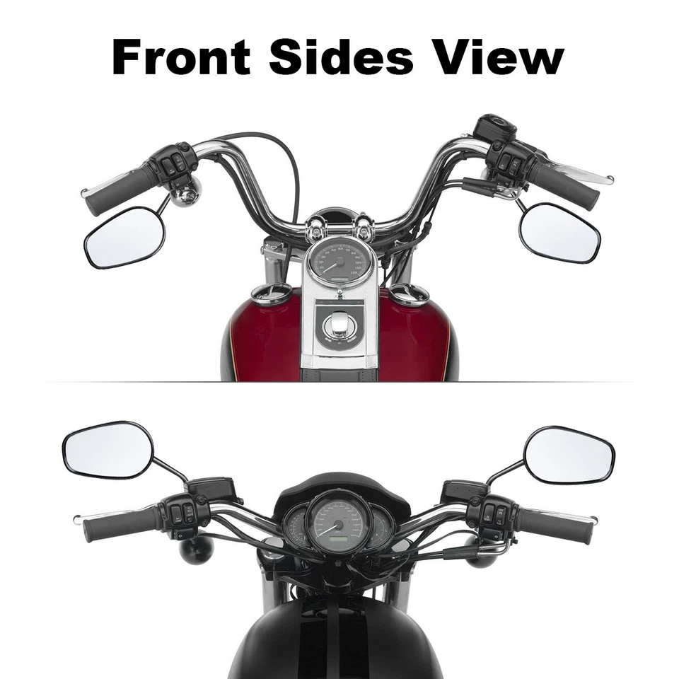 Espelhos retrovisores Black Teardrop adequados para Harley Softail Deluxe Fat Boy Dyna FXDL - Imagem 4 de 4