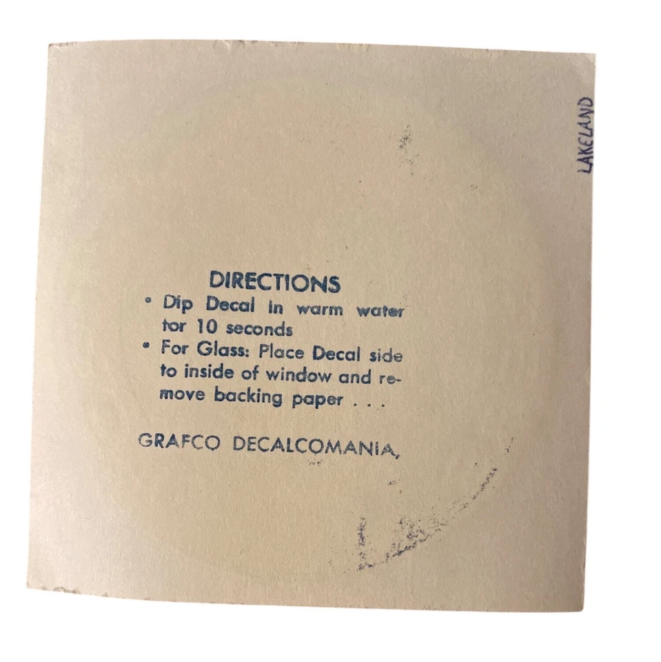 Detroit Tigers Vintage Grafco Decalcomania Water Transfer Decal For Glass - Image 2 of 2