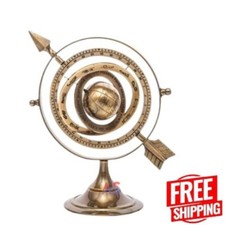 Metal armillary sphere with arrow, Gold nautical maritime astrolabe globe decor