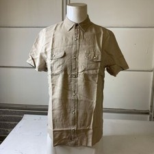 FLAG  ANTHEM Linen Blend Button-Down Shirt Men's Size L Stone