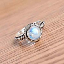 925 Sterling Silver Natural Moonstone Ring Gemstone Women Jewelry For Her Z 76