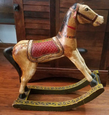 Primitive Vintage Wooden Hand Painted Rocking Horse