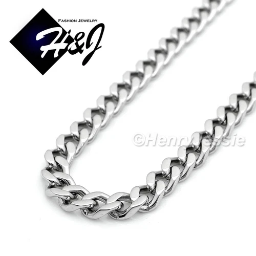 18"-36"MEN Stainless Steel 5mm Silver Cuban Curb Chain Necklace Cross Pendant*P image 5