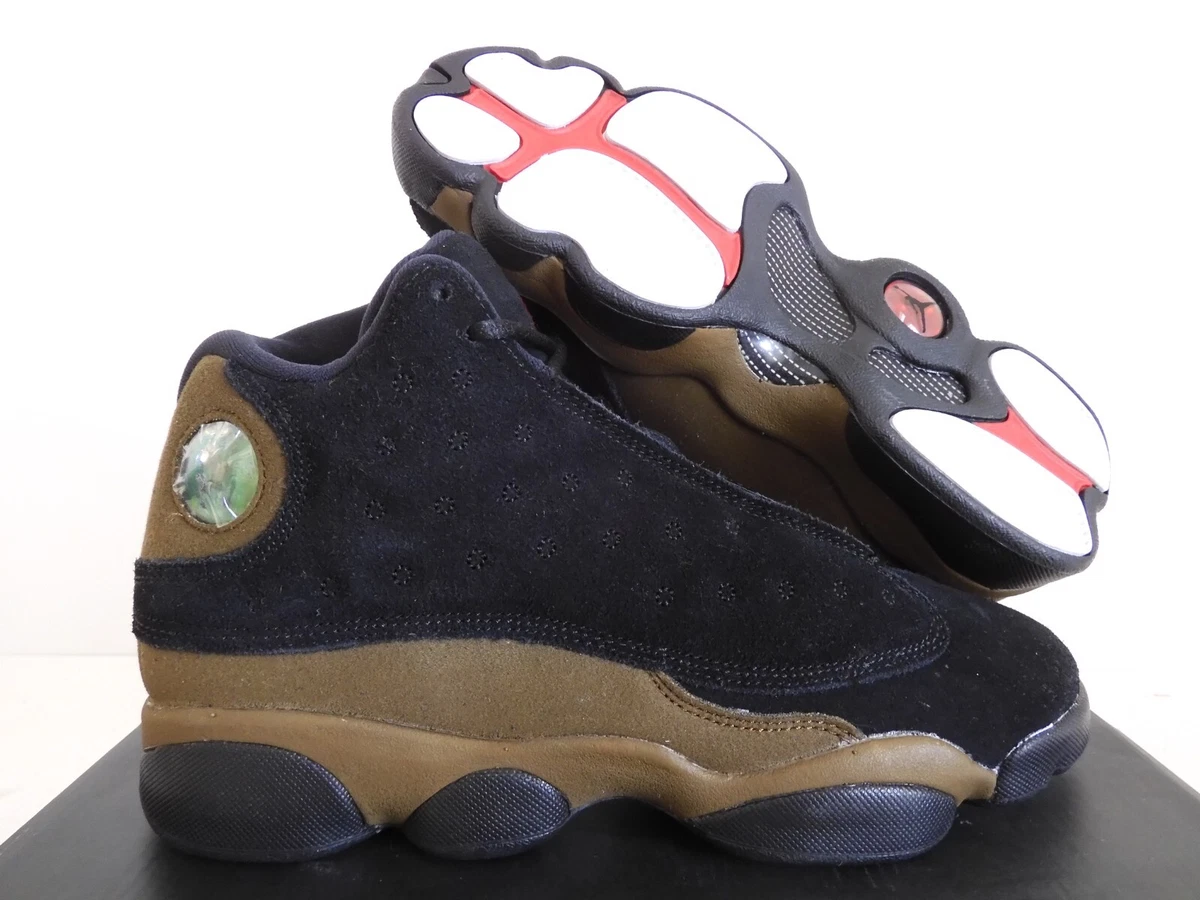 NIKE AIR JORDAN 13 RETRO BG BLACK-RED-OLIVE SZ 5.5Y-WOMENS SZ 7  [884129-006]