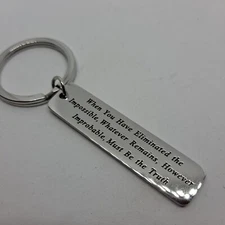 Inspirational Keychain impossible Truth Gift Silver Metal