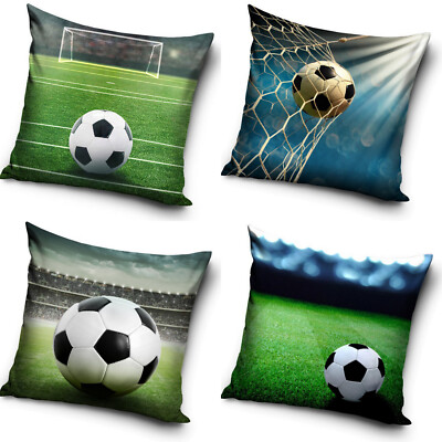 Fussball Motiv Kissen mit Füllung Sofa Kinder 40x40 cm Ball Sport Stadium Tor