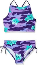 Kanu Surf Girls Daisy Upf 50Beach Sport Halter Tankini 2-Piece Swimsuit