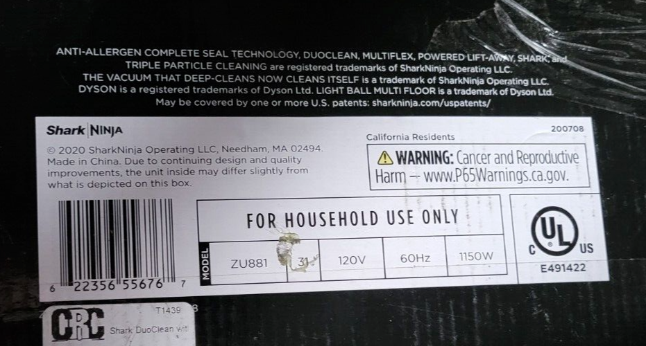 Shark ZU881 DuoClean with SelfCleaning Brushroll Powered LiftAway