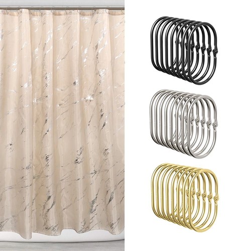 12 Pcs Shower Curtain Rings,Gold Shower Curtain Hooks Anti-Drop Oval Shower Ring - Picture 2 of 18