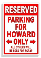 Personalized Parking Sign Wall Decal Metal Sign No Parking Customized for HOWARD