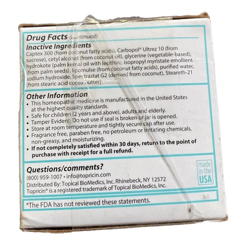 Topricin Foot Arch Ankle Pain Relief Therapy Cream 4 oz Homeopathic - Picture 2 of 6