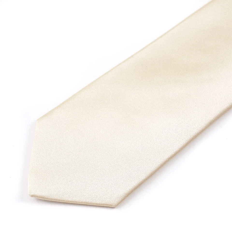 Luigi Borrelli Napoli Narrow 2.25" Solid Champagne Extrafine Satin Silk Tie - Image 2 of 4