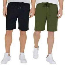 Eddie Bauer Men's Lounge Shorts Zip Pockets 2-Pack Black/Green, XL 