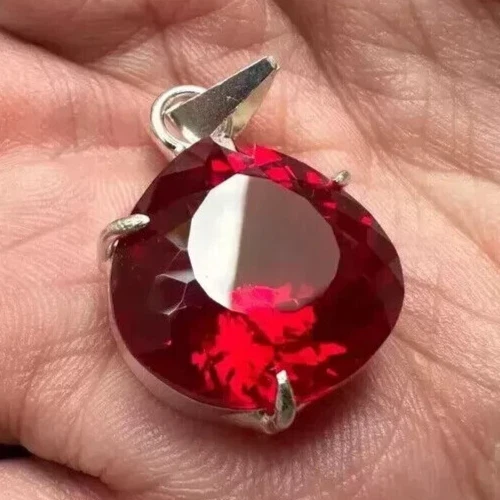 35 CT Naturale Rosso Rubino 925 Argento Massiccio Certificato Pera Taglio Gemma - Immagine 2 di 4