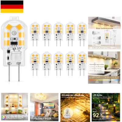 DiCUNO 10 Pack G4 LED Lichtbulben 180 Lumen 12 V AC/DC