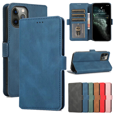 For iPhone 11 12 13 14 15 Pro Max 7 8+ Folding Leather Wallet Card Pocket Case