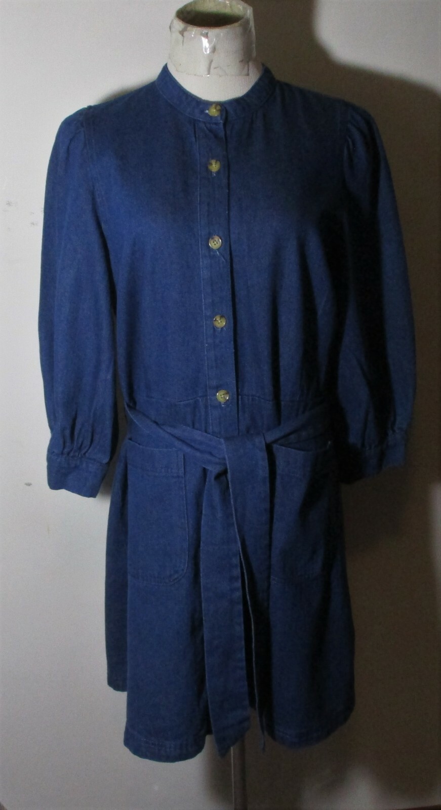 WHO WHAT WHERE Blue Button Denim Dress Women's Size L NWT