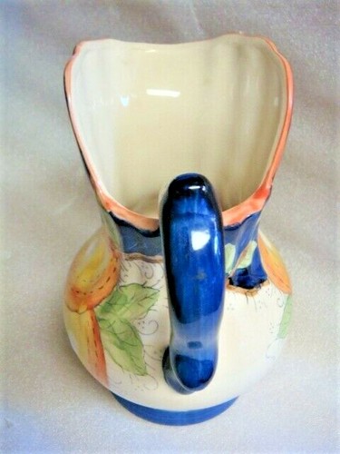 LOVELY Hand Painted 64 oz. CERAMIC PITCHER Pear Design & Fluted Top - Picture 4 of 6