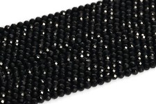 3MM Natural Black Tourmaline Beads Brazil AAA Faceted Round Loose Beads 15.5"