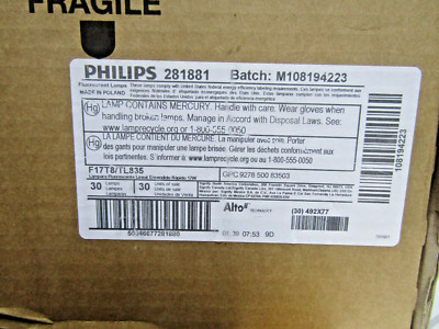  30) NEW PHILIPS FLUORSCENT BULB T8 F17T8/TL835 281881 BOX 0F 30 BULBS