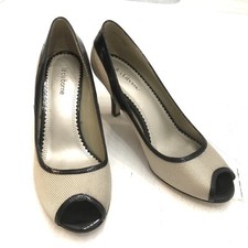 Vintage Liz Claiborne Valencia Patent Leather/ Fabric Womens Peep Toe Pump Sz 8M