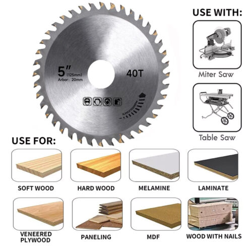 1/2pcsSägeblatt 125mm x 20mm 40 Zähne Kreissägeblatt TCT Holz Kreissägeblätter - Bild 4 von 26