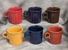 Vtg Fiesta 6 Coffee Mugs O-Ring Handle Homer Laughlin Fiestaware MCM Set
