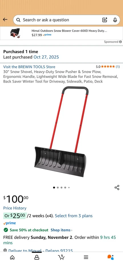 Empujador de nieve 1628600GR APROBADO POR GRAINGER, hoja de policarbonato, 30" W 4KGN7 Foto 3 de 3